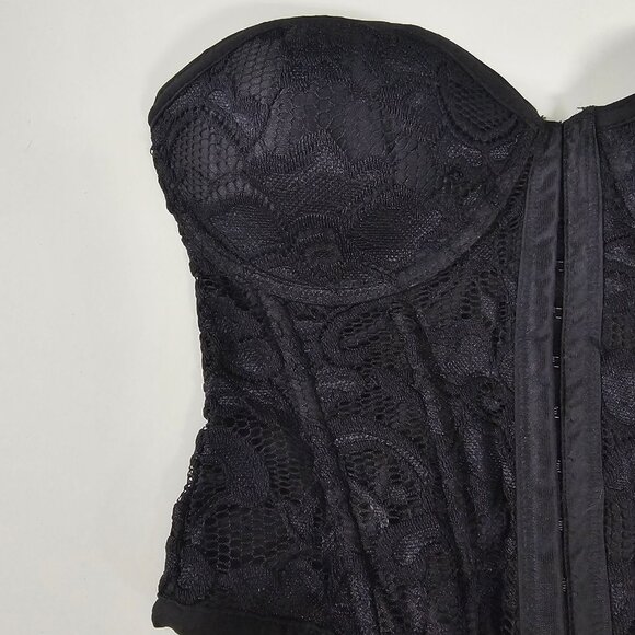 True Lace Corset Bra Crop Top Push Up Goth Vamp Grunge Punk Black Strapless XS - Picture 2 of 10